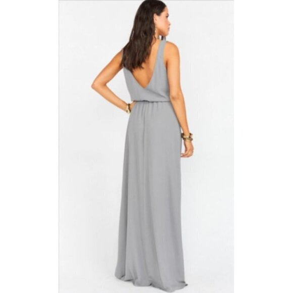 Show Me Your Mumu Taupe Nude Kendall Maxi Side Slit Gown Dress Size XS - Picture 3 of 16